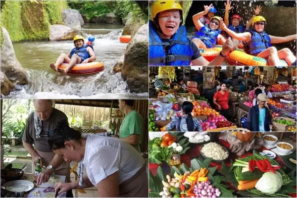 Lazy Cave River Tubing + Ubud Cooking Class Tour