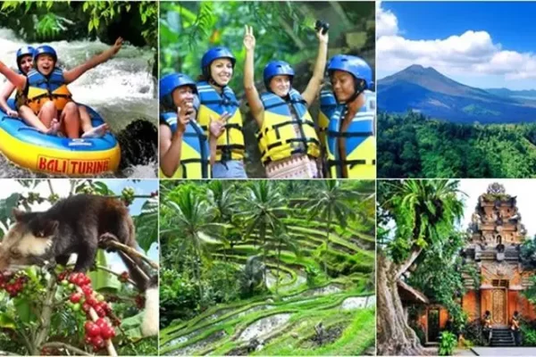 Pakerisan River Tubing + Volcano + Ubud Tour